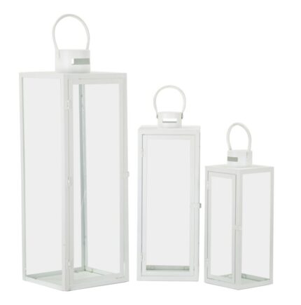 Lanterne White Set 3 Pz Cm 22x22x66-18x18x49,5-14x14x39